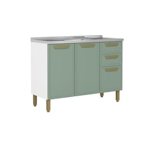 Gabinete de Cozinha Modulado c/ Pia Bella c/ 3 Portas e 2 Gavetas 120cm Verde - Bertolini