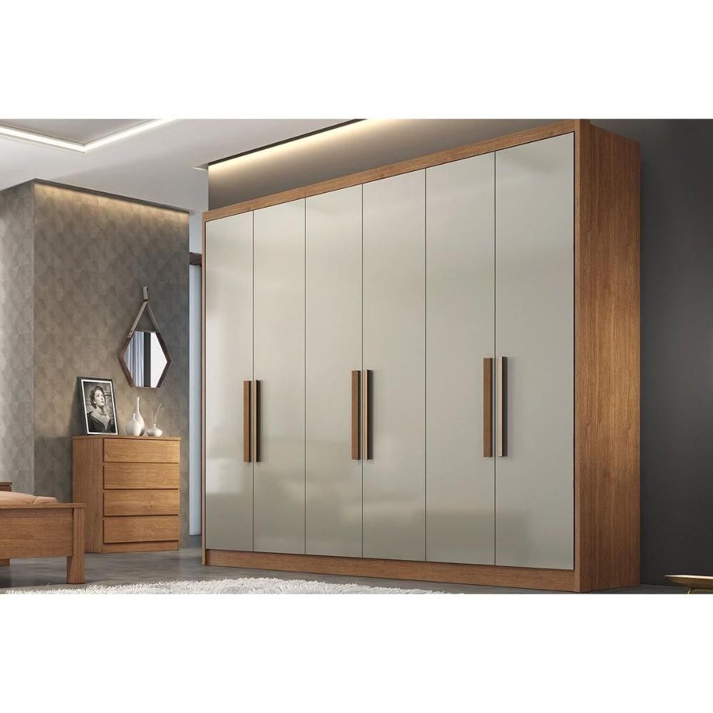 Guarda Roupa 6 Portas e 6 Gavetas Rizon/Linea Plus Cumaru/Fendi 25 - Novo Horizonte