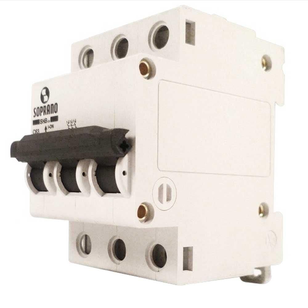 Disjuntor Soprano DIN 3P 50A SHB-GII Curva C Branco
