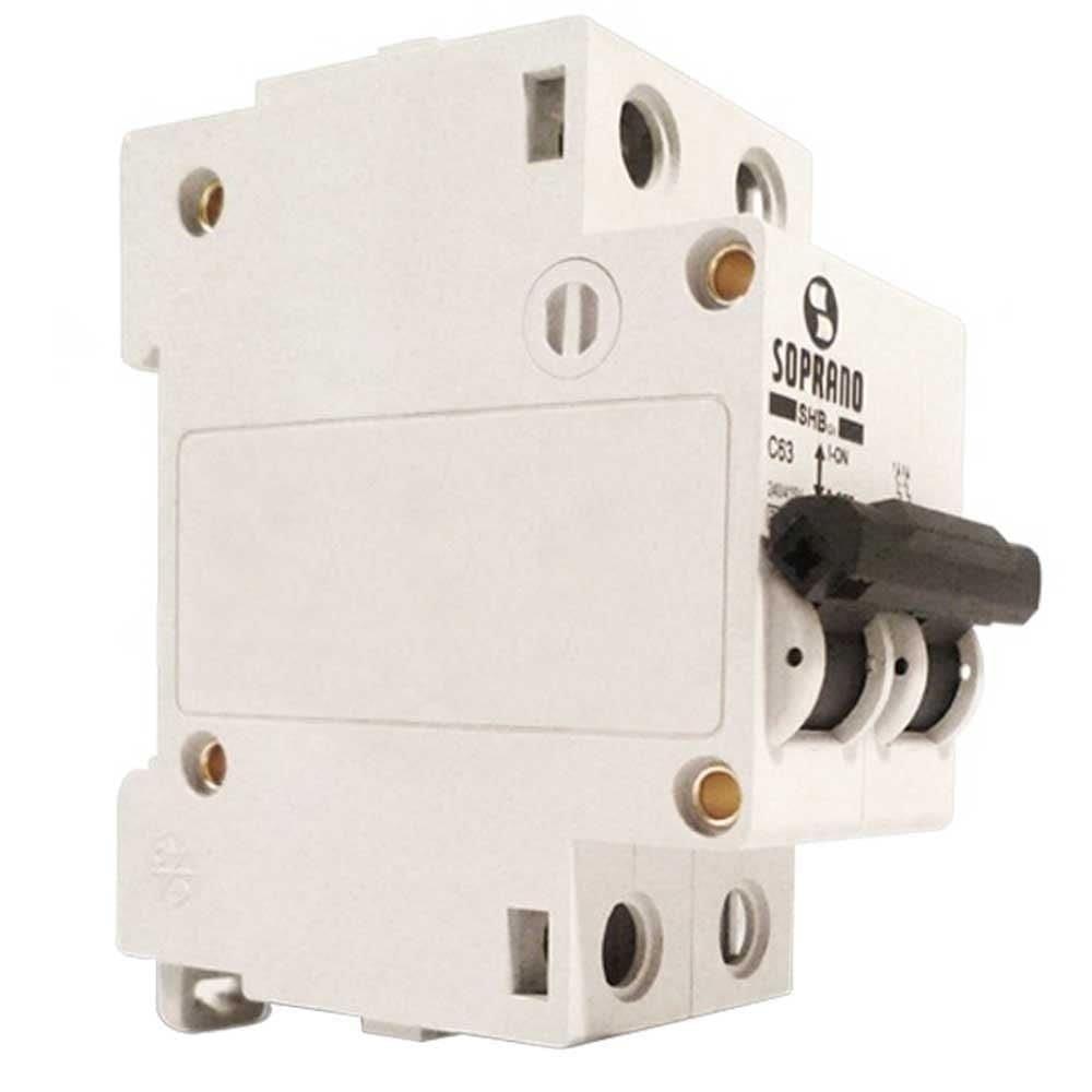Disjuntor Soprano DIN 2P 25A SHB-GII Curva C Branco