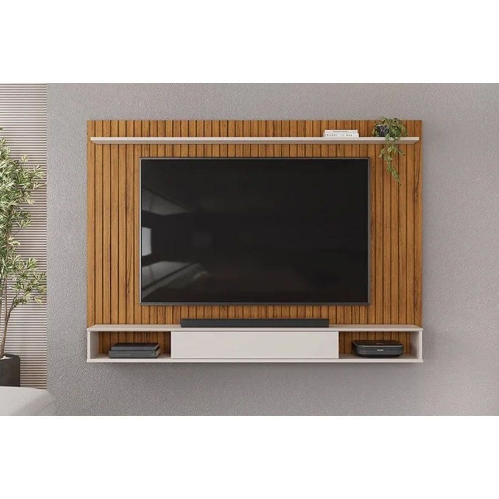 Painel Quarto p/ TV até 70 Pol Rio 193x136cm Freijo/Off White - DJ Móveis