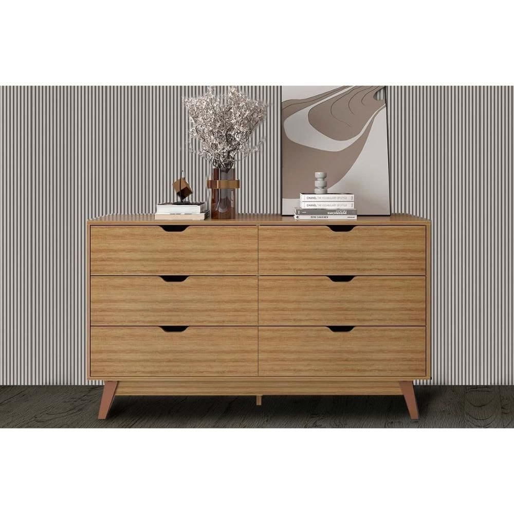 Cômoda Casal CM8044 6 Gavetas Amêndoa - Tecno Mobili
