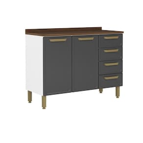 Gabinete de Cozinha Modulado c/ Tampo Bella c/ 2 Portas e 4 Gavetas 120cm Grafite - Bertolini