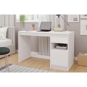 Mesa Escrivaninha Juvenil Mila c/ 1 Porta e 1 Gaveta Branco - Permóbili