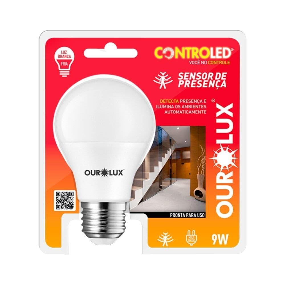 Lampada Inteligente Ourolux Controled Sensor De Presenca 9W 6,5K