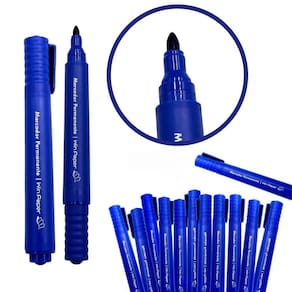 Kit Com 12 Canetas Azul Marcador Permanente Retroprojetor