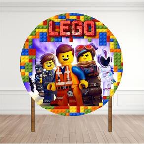 Painel Redondo Lona Fosca 1,20M- Tema Lego