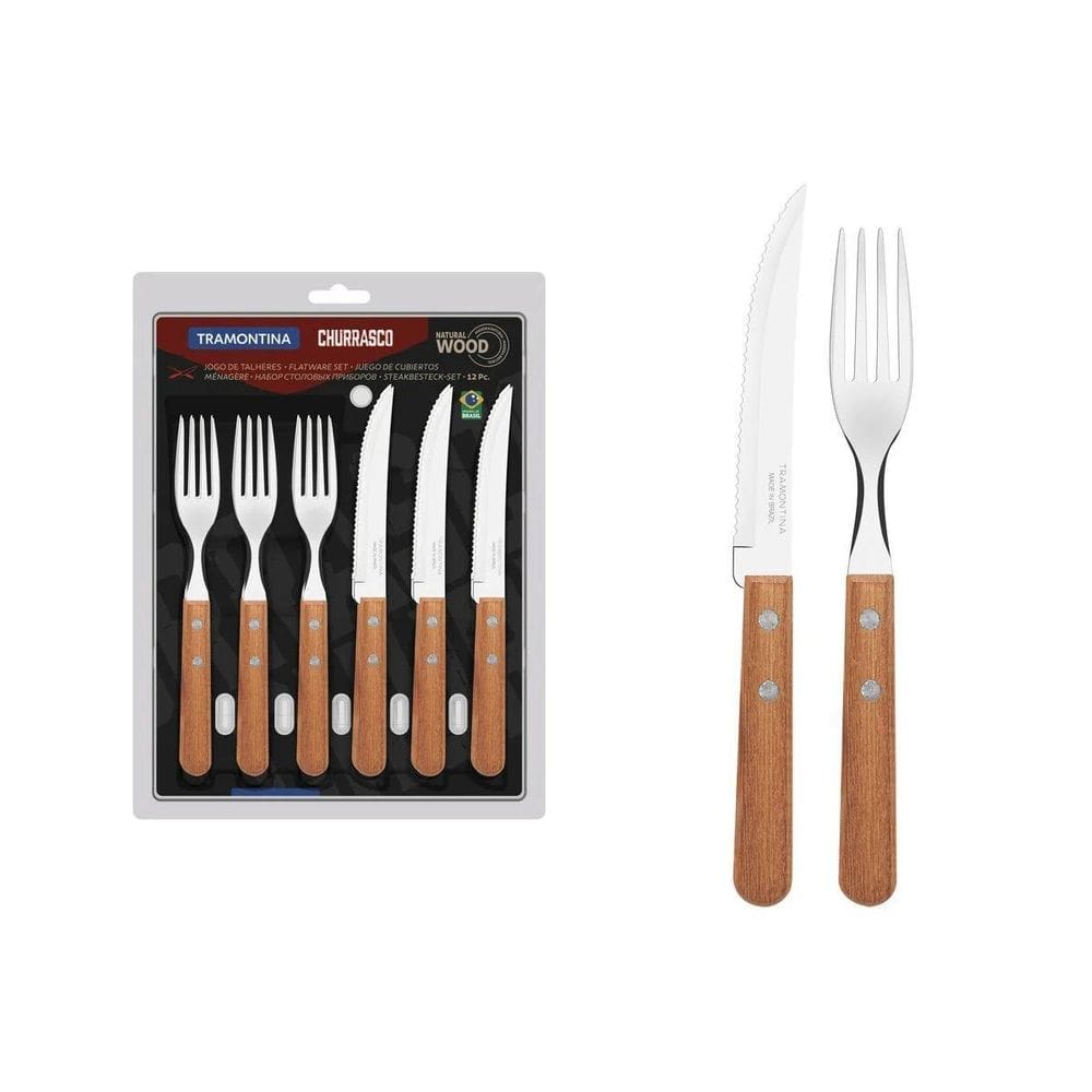 Jogo De Talheres 12Pçs Aço Inox P/Churrasco Tramontina