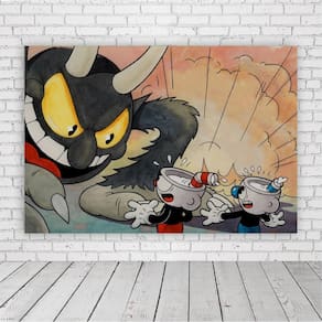 Painel Retangular Cuphead Boss 1,5X1,0M Lona Fosca
