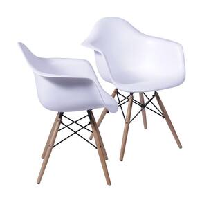 Kit 2 Cadeiras Boxbit Dkr Eames Base Em Madeira Branca