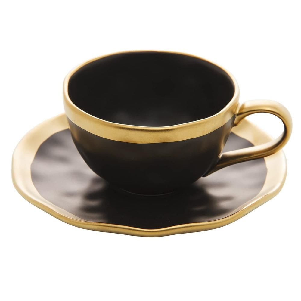Xícara De Café De Porcelana Preto Borda Dubai 90ml Wolff