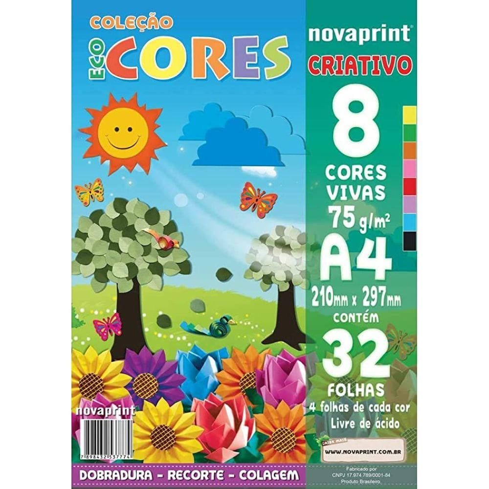 Bloco Ecocores Criativo A4 75g/m² 32Fls - Novaprint