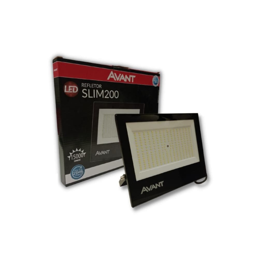 Refletor Led Slim 200W 6.500K 20,4x25.1cm Preto - Avant
