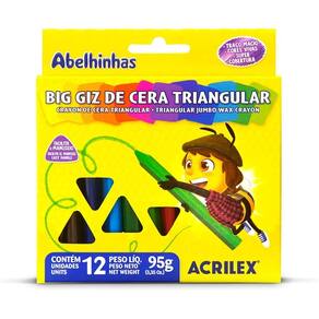 Big Giz de Cera Triangular 12 Cores - Acrilex