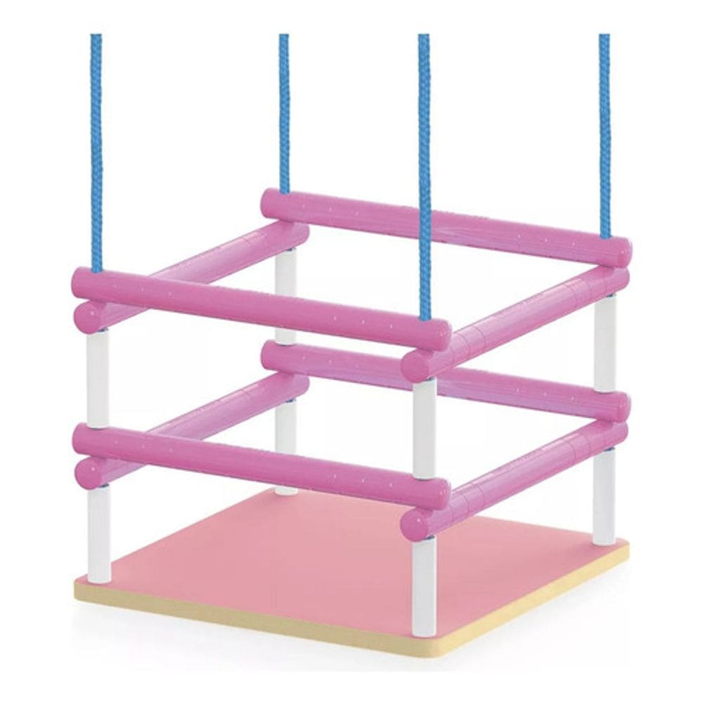 Balanço madeira mdf infantil assento rosa até 35kg junges