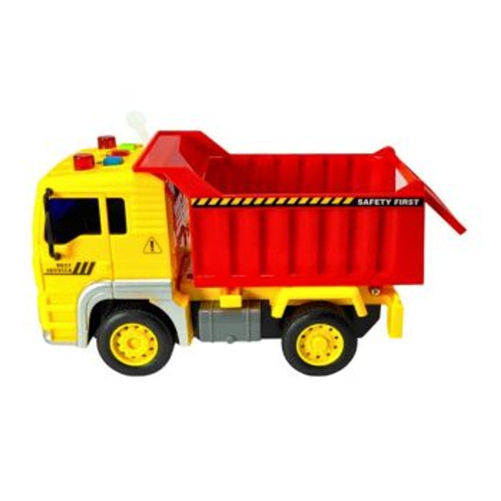 Caminhao Friccao Luz e Som DM Toys Modelo Cacamba Basculante Brinquedo Infantil Recreativo