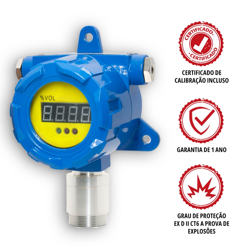 Detector de Gás Fixo para CO com Certificado de Calibração