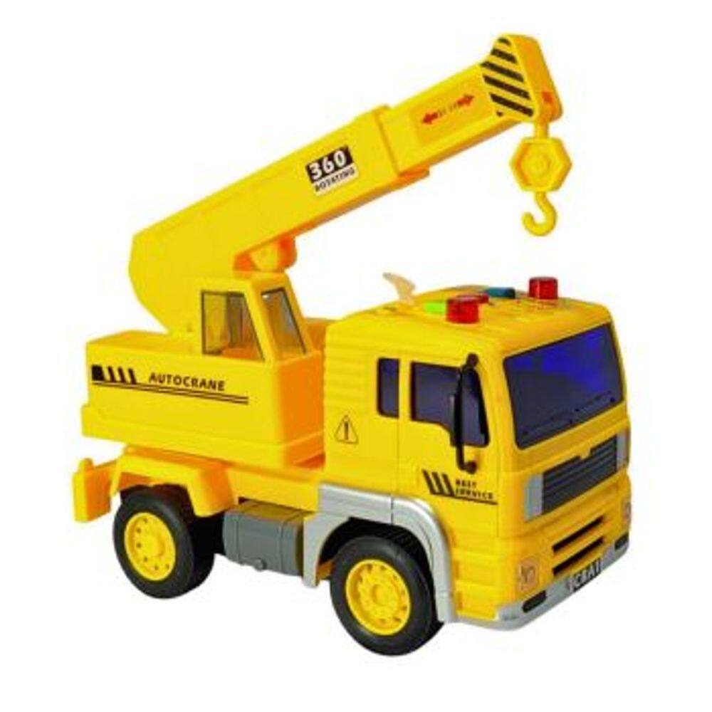Caminhao Friccao Luz e Som DM Toys Modelo Construcao com Guindaste Brinquedo Infantil Recreativo