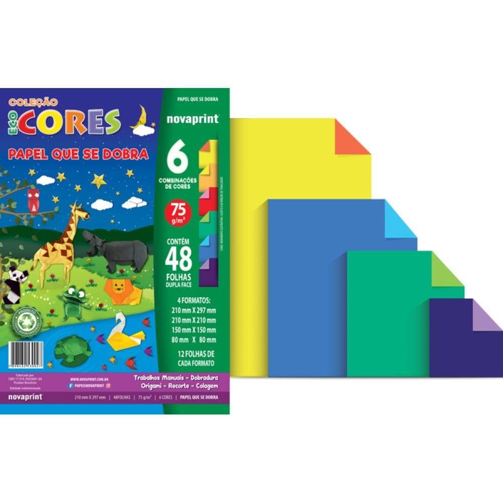 Bloco Ecocores Papel Que Se Dobra 75g/m² 48Fls - Novaprint