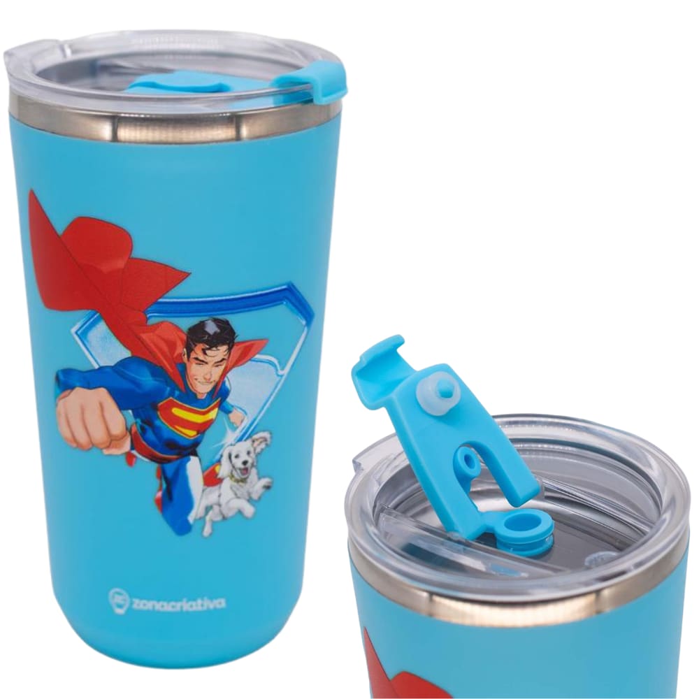 Copo Superman Térmico Quente Gelado 500ml Com Tampa Oficial DC