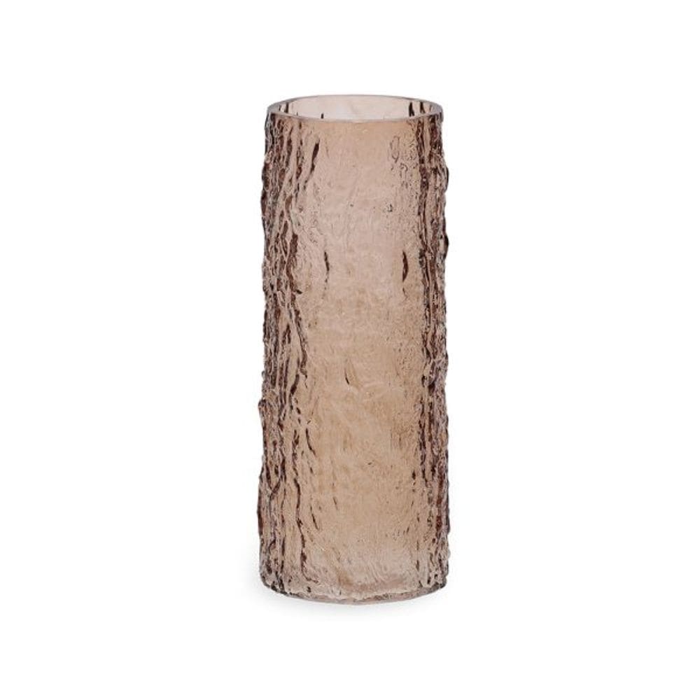Vaso Em Vidro Canelado Ambar Grande