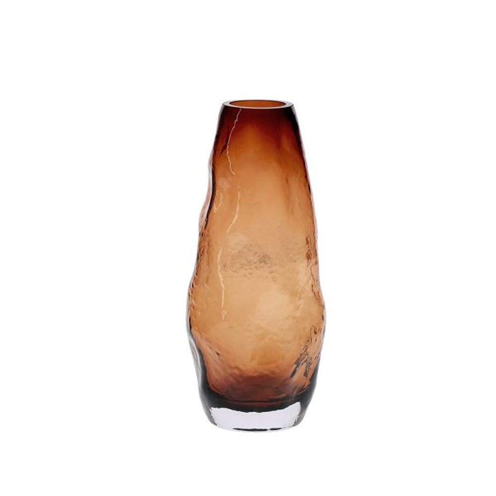 Vaso Em Vidro Ambar Texturizado