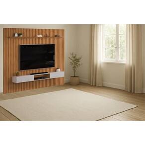 Rack Bancada c/ Painel p/ TV Trento 275x240cm Freijo/Off White - DJ Móveis