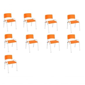 Kit 9 Cadeira Iso Infantil Creche, Escola Base Branco Laranja