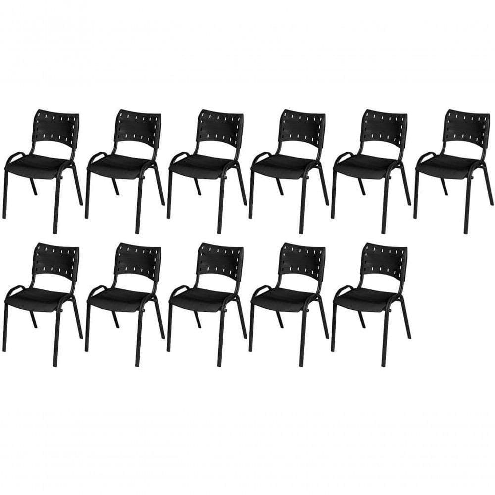 Cadeira Iso Base Preto Escola, Escritório Preto Kit 11 Un