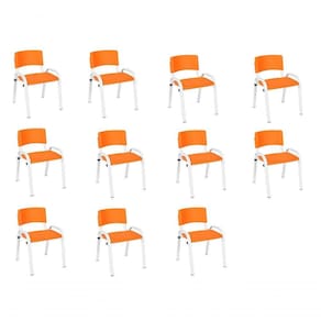 Kit 11 Cadeira Iso Infantil Creche, Escola Base Branco Laranja