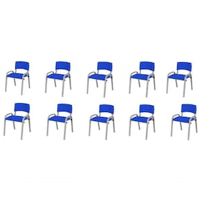Kit 10 Cadeira Iso Infantil Creche, Escola Base Cinza Azul