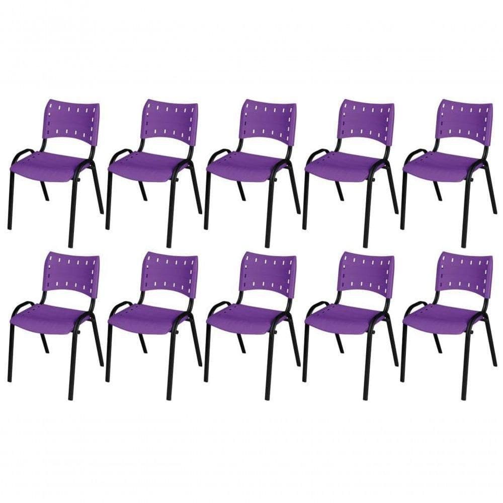 Cadeira Iso Base Preto Escola, Escritório Violeta Kit 10 Un