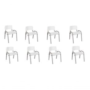 Kit 8 Cadeira Iso Infantil Creche, Escola Base Cinza Branco