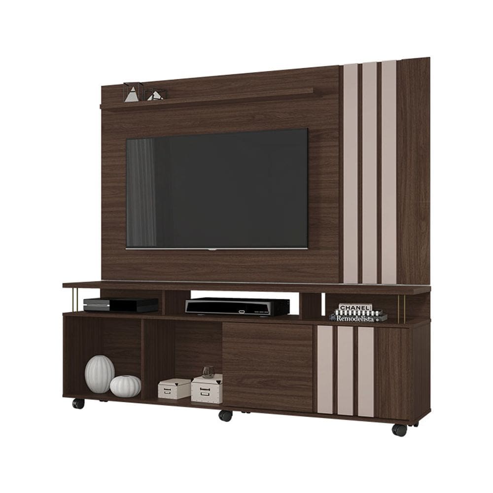 Rack e Painel para TV até 70 Polegadas Atraente JCM Móveis Café Soft/Off