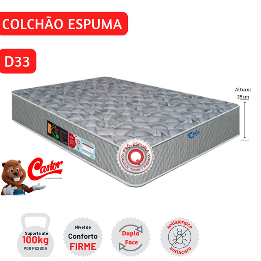 Colchão Castor D33 Sleep Max Queen 158x198x25