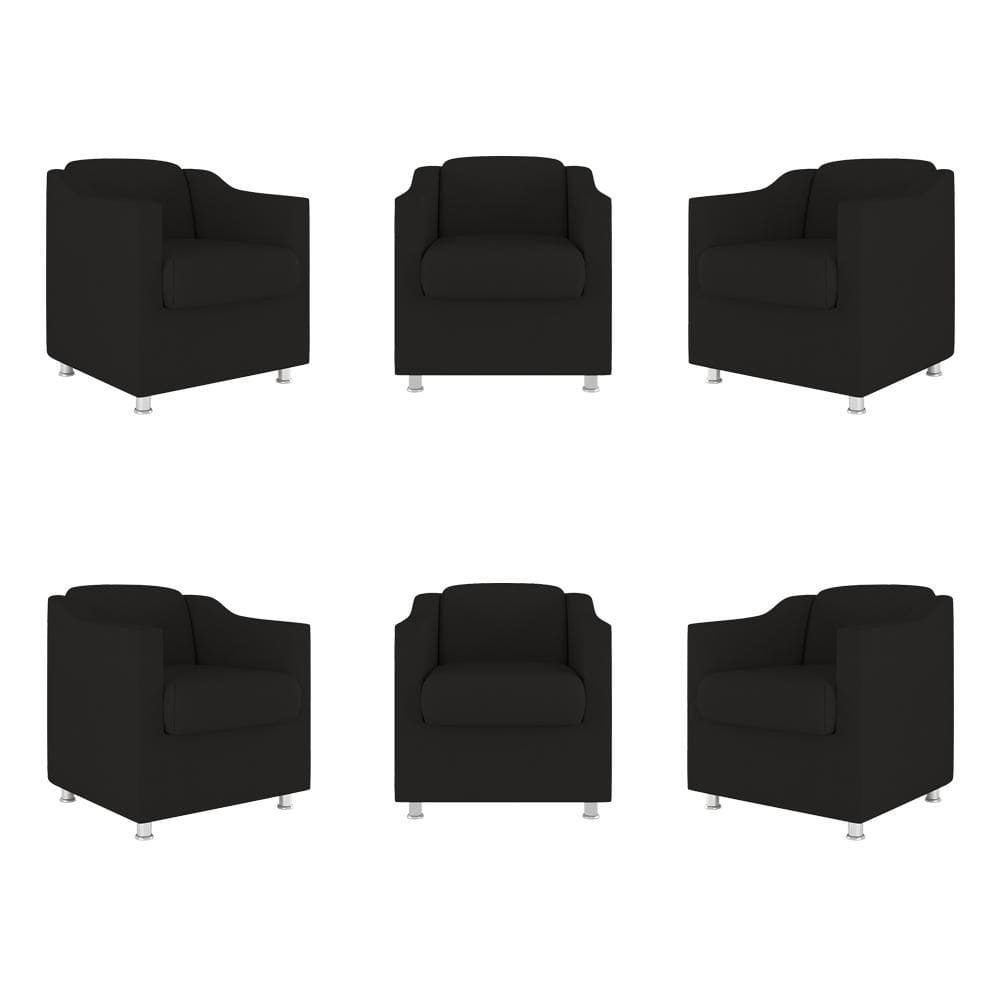 Kit 6 Poltronas Decorativas Tilla Suede