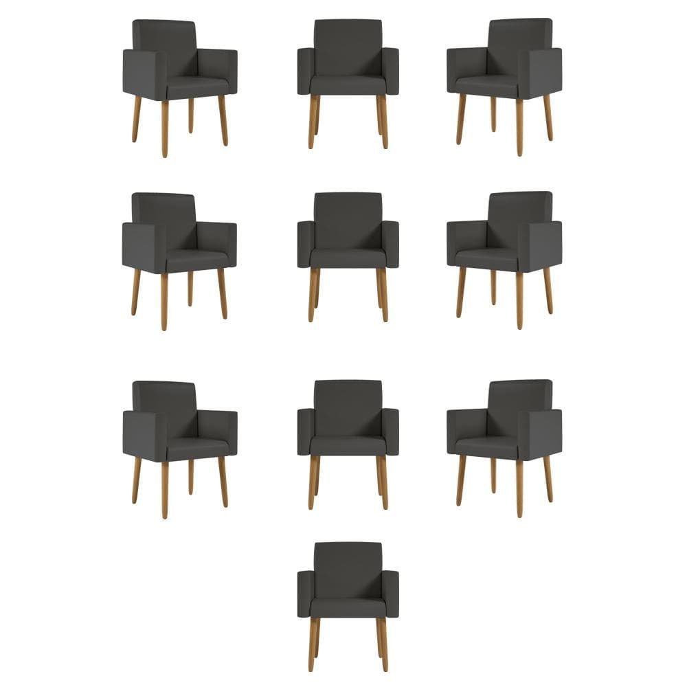 Kit 10 Poltronas Pés Palito Nina Tecido Sintético
