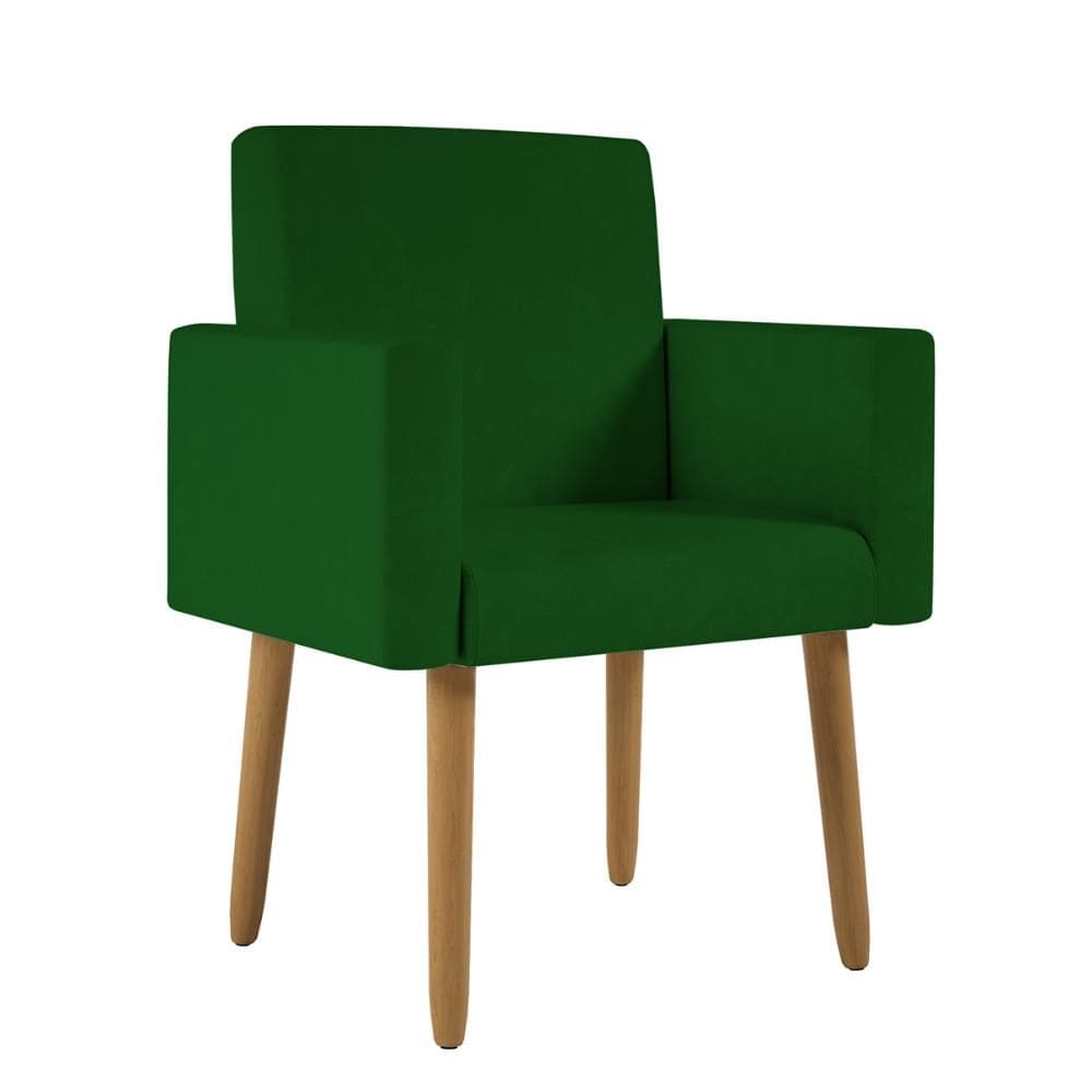 Poltrona Decorativa Pés Palito Nina Suede Verde