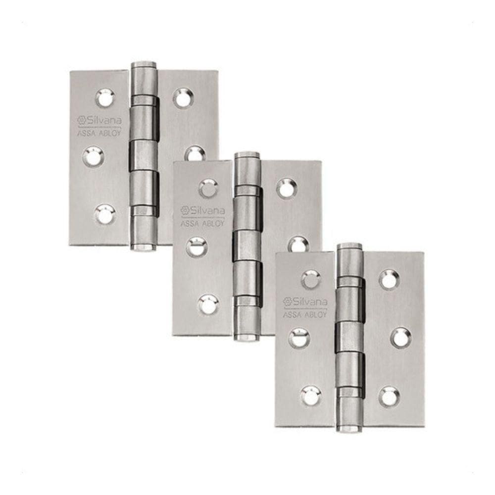 Dobradiça Para Porta Silvana 4 Com Rolamento 882 Embutir 35kg Inox 304 Escovado Com 3 Peças