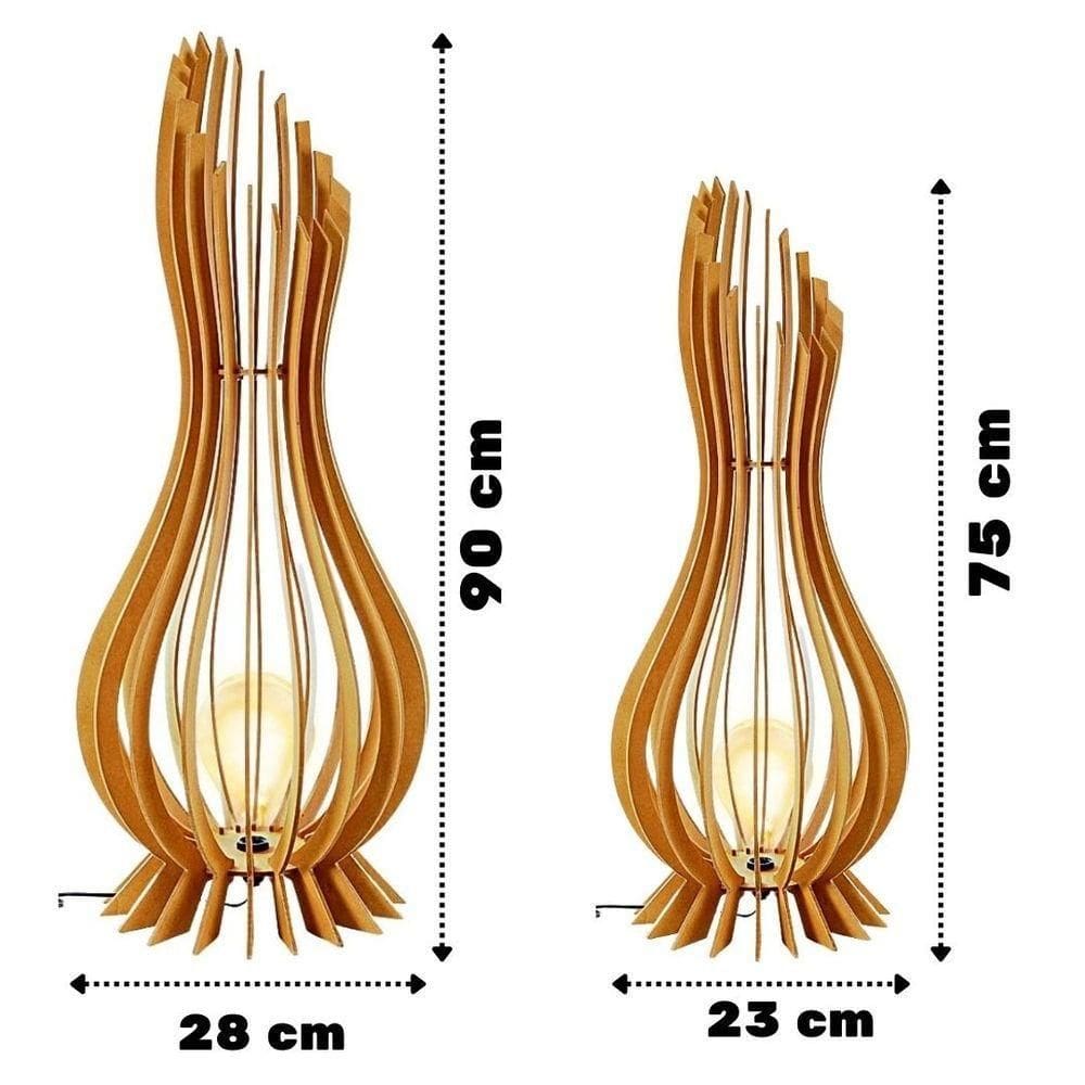 Kit Com 2 Luminária De Chão Ana Maria MDF Cru - 90x28cm E 75x23cm