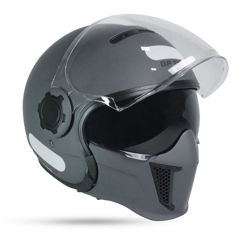 Capacete Gp Tech Zoom Cinza Grafite Aberto/Fechado C/ Queixeira Removível
