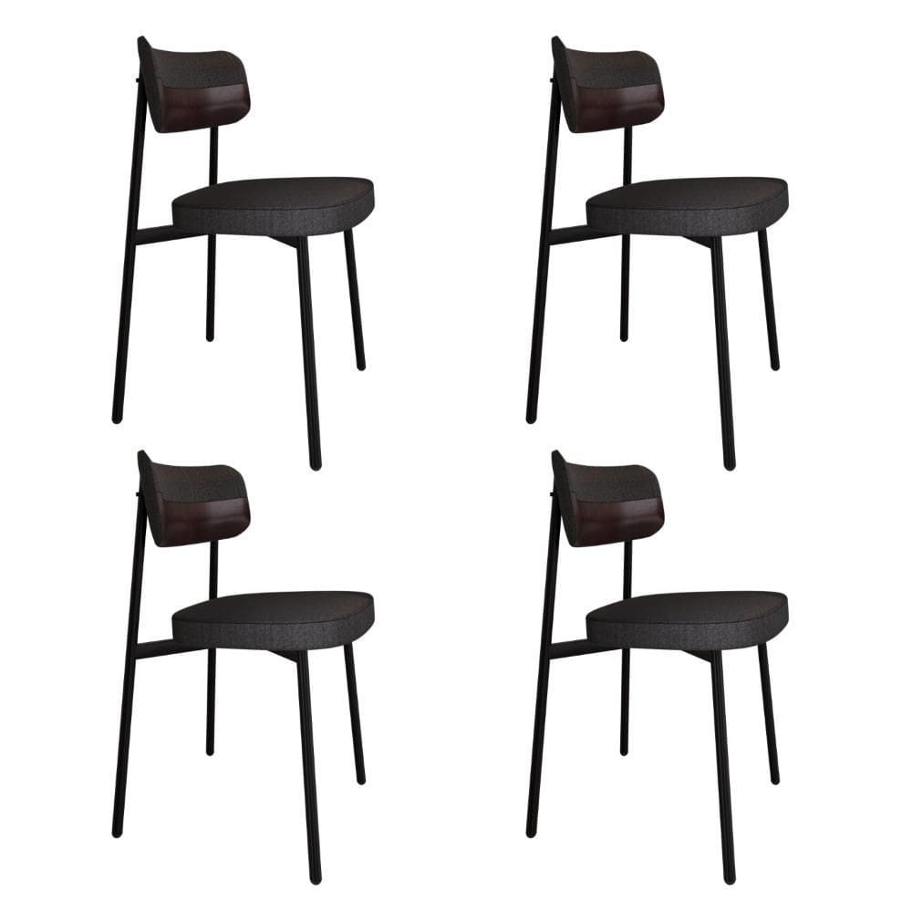 4 Unidades Cadeira Alloa fixa C/4 Pés 50 X 44,7 X 83,8 cm