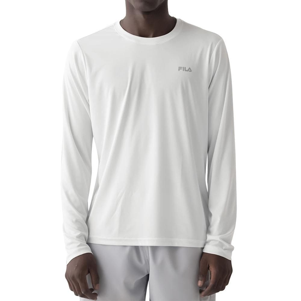 Camisa Fila Manga Longa Basic Sports Branco e Prata