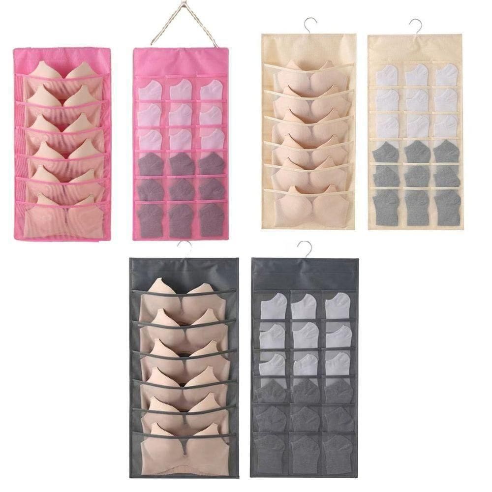 Cabide Organizador com 20 Bolsos para Sutiãs, Jóias e Closet