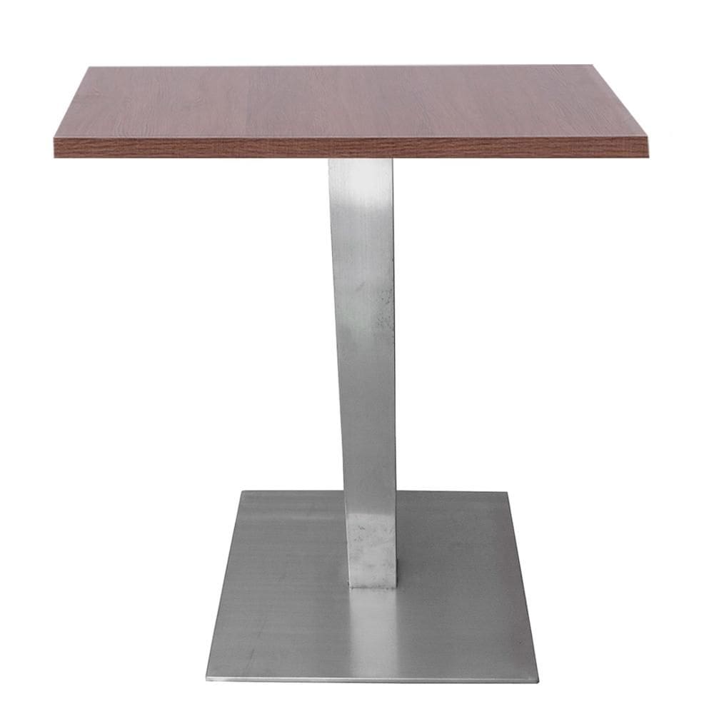 Mesa Alpha Inox 77,50 cm (Altura) com Tampo em MDP Quadrado 70 cm Imbuia