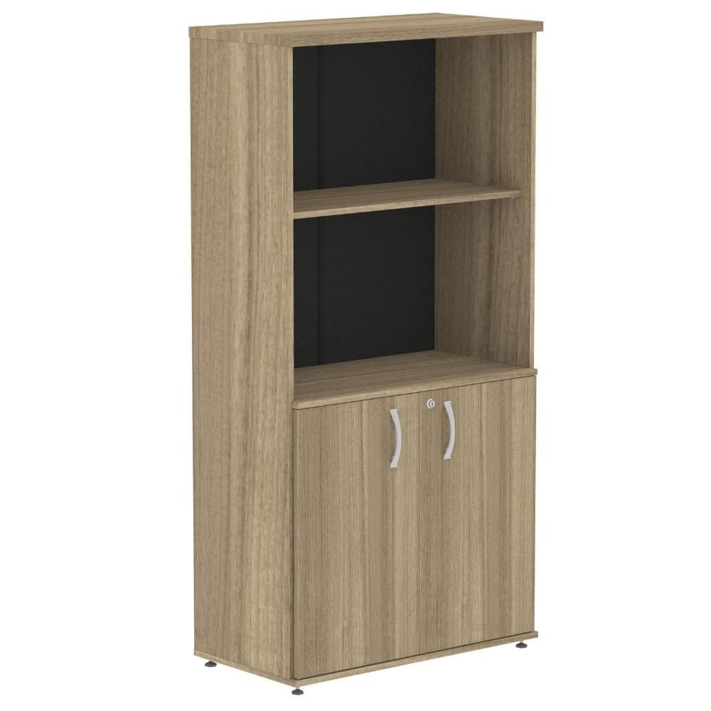 Armário Misto P25 Pandin 80 cm (largura) em MDP Cor Noce Naturalle com 2 Portas e 3 Prateleiras