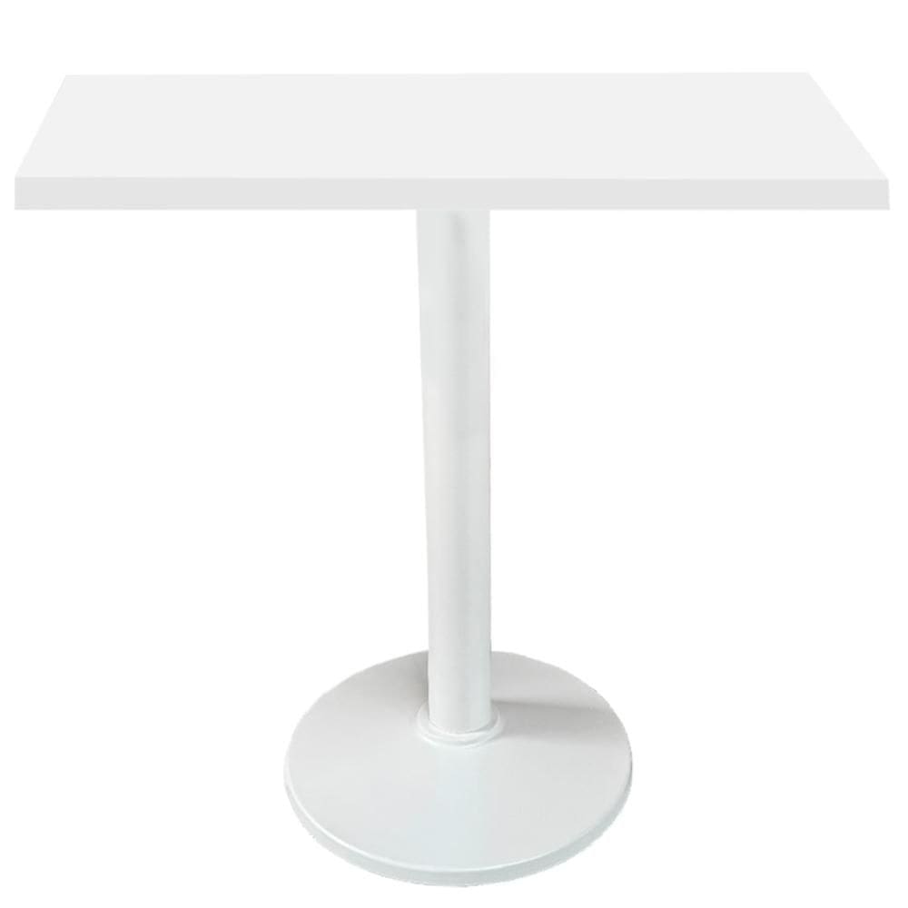 Mesa Zeta Ferro Branco 75 cm (Alt) Disco Redondo Tampo MDP Quadrado 60 cm (Larg) x 2,50 cm Alt Branco