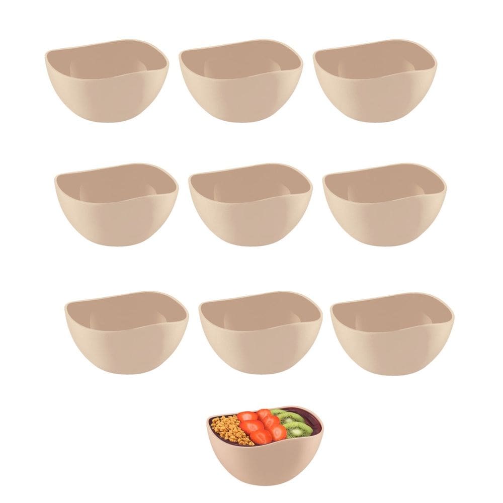 Tigela Bowl Jogo de Sobremesa Cremeira Pote Bege Nude 10un