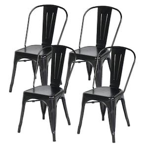 Kit 4 Cadeiras Empilhavel Reforçada Industrial Iron Tolix - Preto