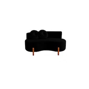 Sofá Decorativo Curvo Orgânico Living Veludo Preto - Montanaris Decor
